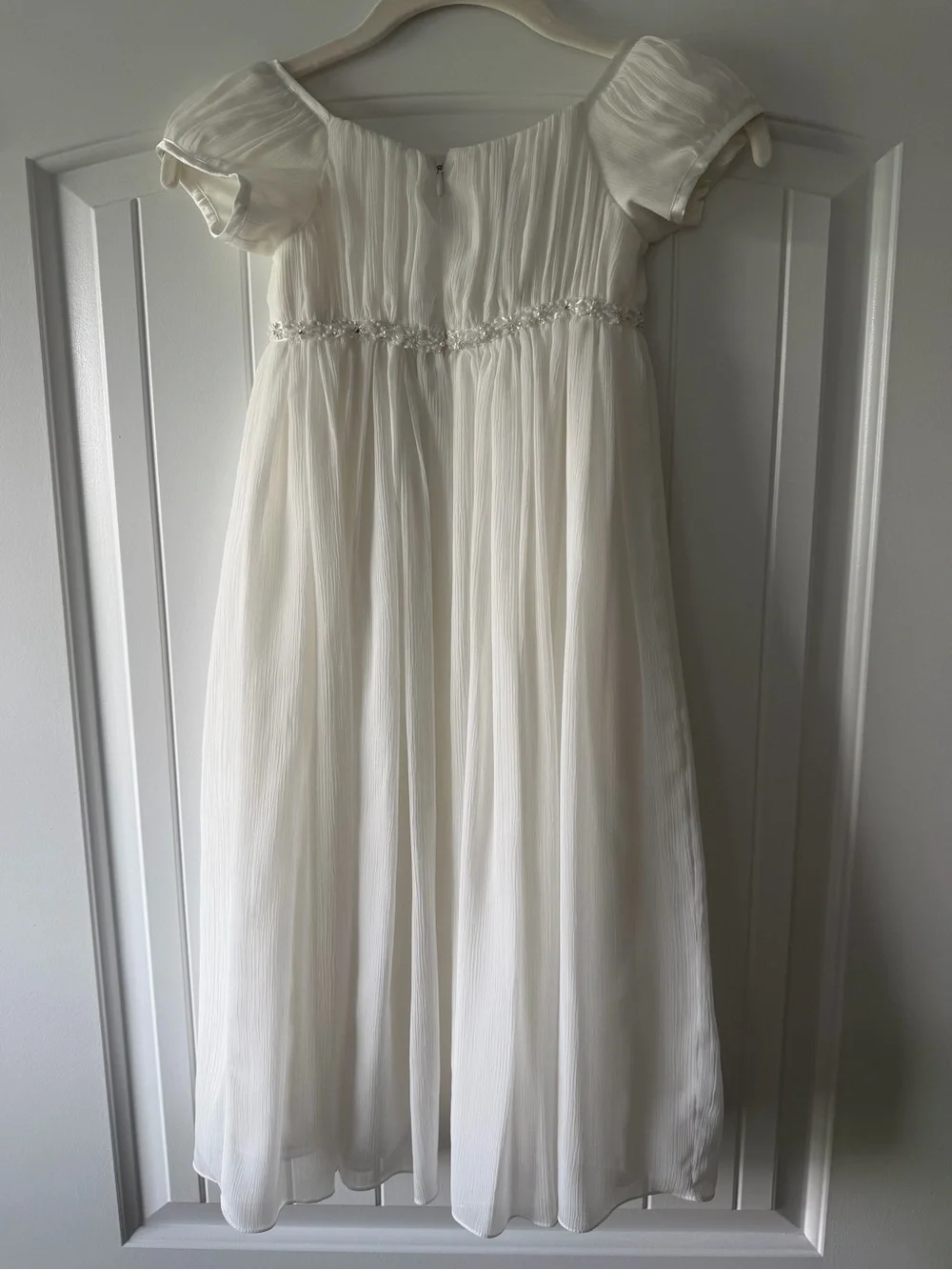 David’s Bridal Flower Girl Dress Ivory Beaded Chiffon Size 5 - Picture 2 of 4